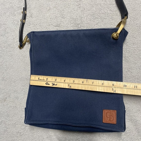 Gunner's Daughter Handbag Blue Canvas Nautical Gold Accent Crossbody Made In USA - Picture 6 of 12